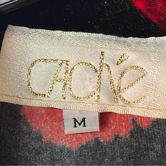 Vintage Cache Velvet M Black Red Floral Turtleneck Burnout Y2K Romantic Goth Top - Picture 2 of 8